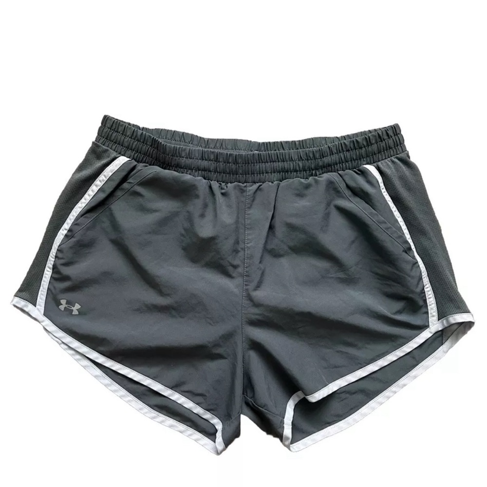 Under Armour Heat gear Womens Medium Gray Elastic Waist Lined Running Shorts